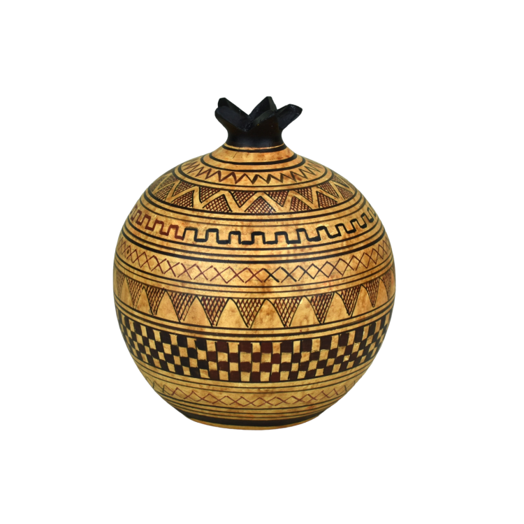 Ceramic vase in the form of pomegranate ancient Greek Pottery geometric period symbol of good fortune luck museum copy 
